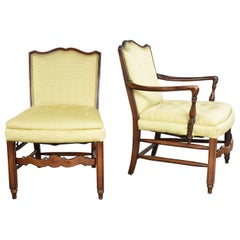 Vintage Pair of Georgian Revival His and Hers Accent Chairs in Golden Yellow