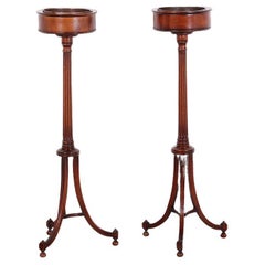 Antique Pair of Georgian Revival Pedestal Plant Stands Candle Holders