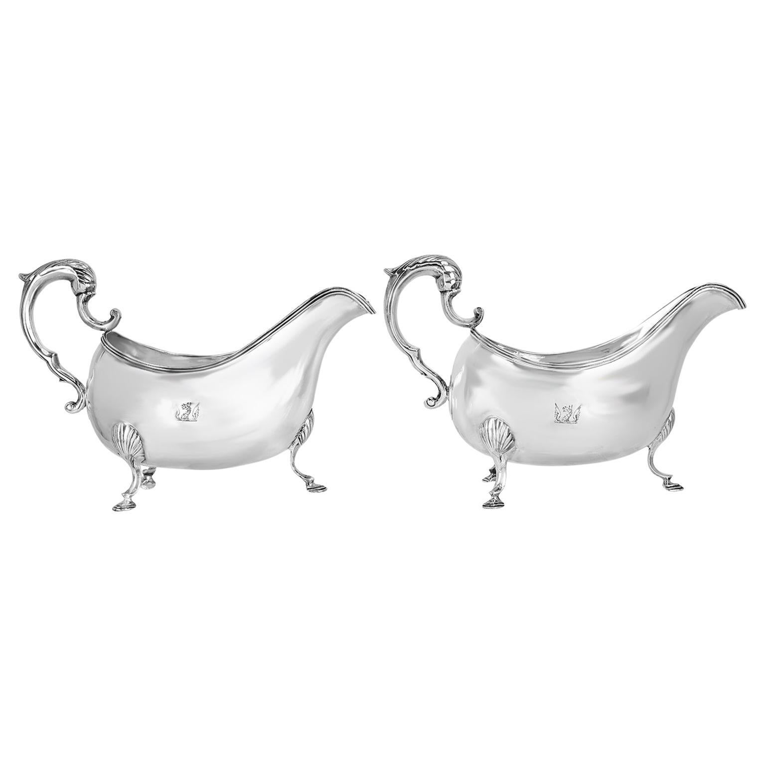 Pair of Georgian Sauce Boats Sterling c1808 Dublin For Sale