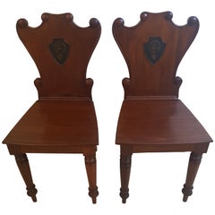 Pair of Georgian Shield Back Irish Hall Chairs