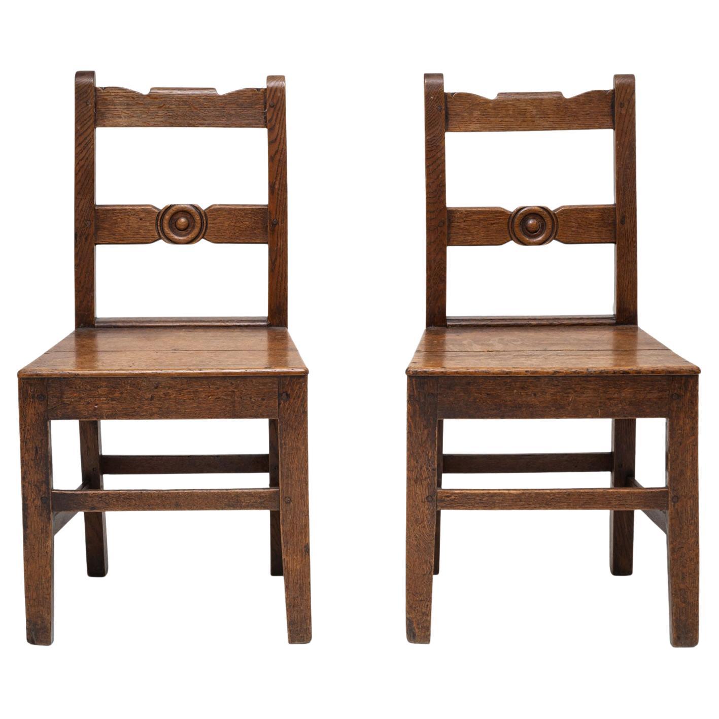 Pair of Georgian Side Chairs in Oak, Late 18th Century
