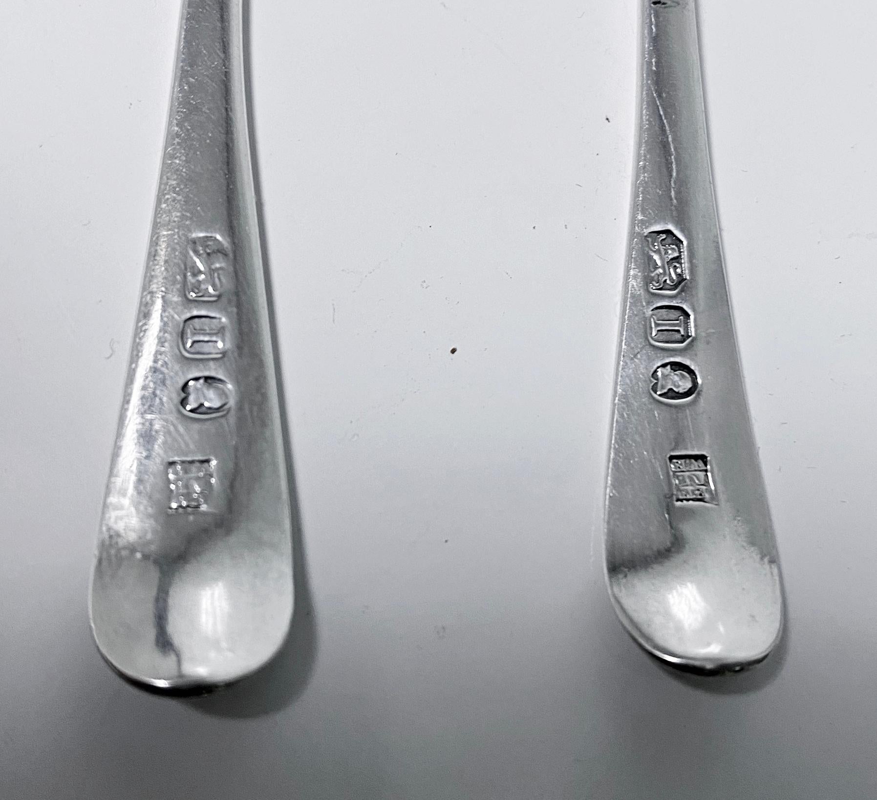 Pair of Georgian Silver Salt spoons Peter, Ann and William Bateman London 1804 In Good Condition For Sale In Toronto, Ontario