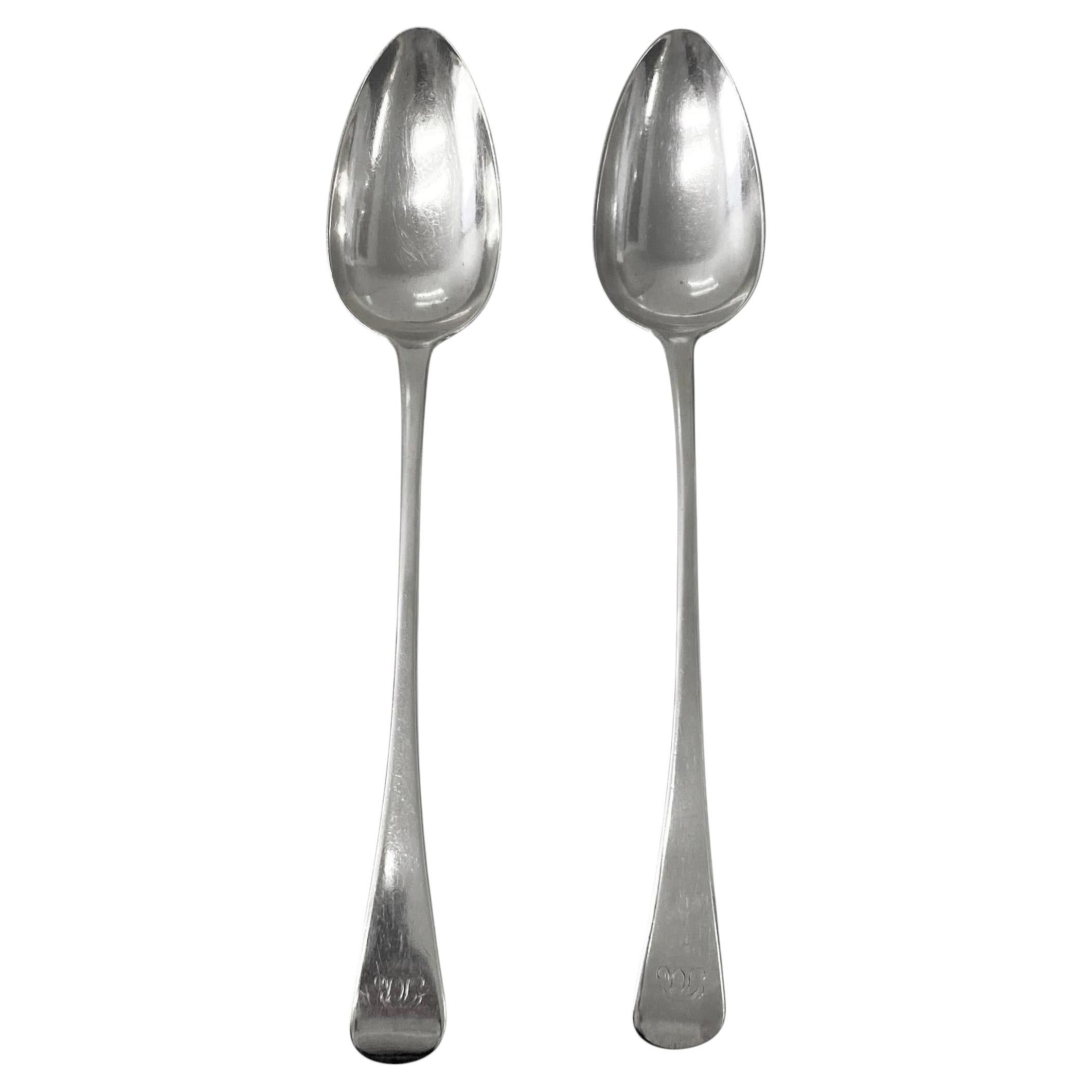 Pair of Georgian Silver Serving Basting Spoons, 1811, Eley, Fearn & Chawner