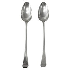 Pair of Georgian Silver Serving Basting Spoons, 1811, Eley, Fearn & Chawner