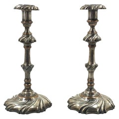 Pair of Georgian Silvered Candlesticks
