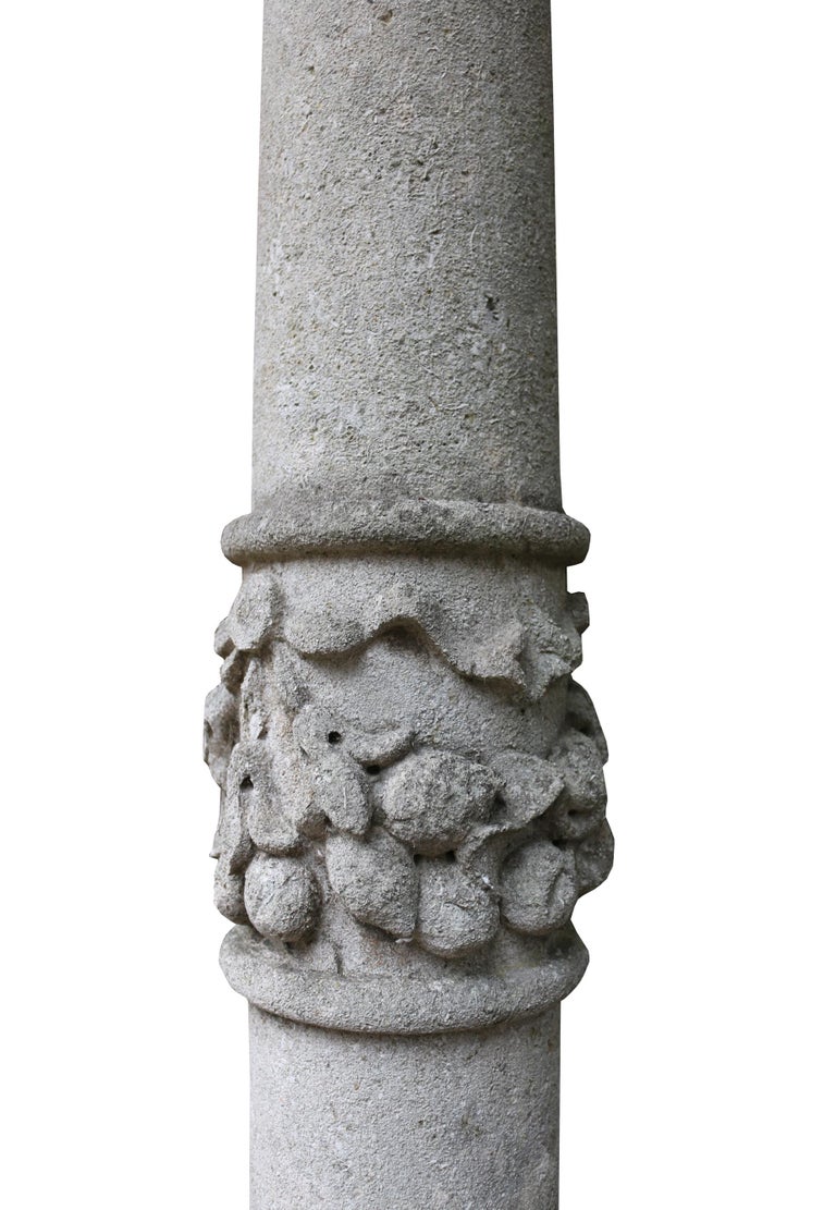 Pair of Style Antique Limestone Columns For Sale at 1stdibs