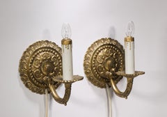 Pair of Georgian Style Bronze Wall Sconces, Plug-in 1940s-1950s