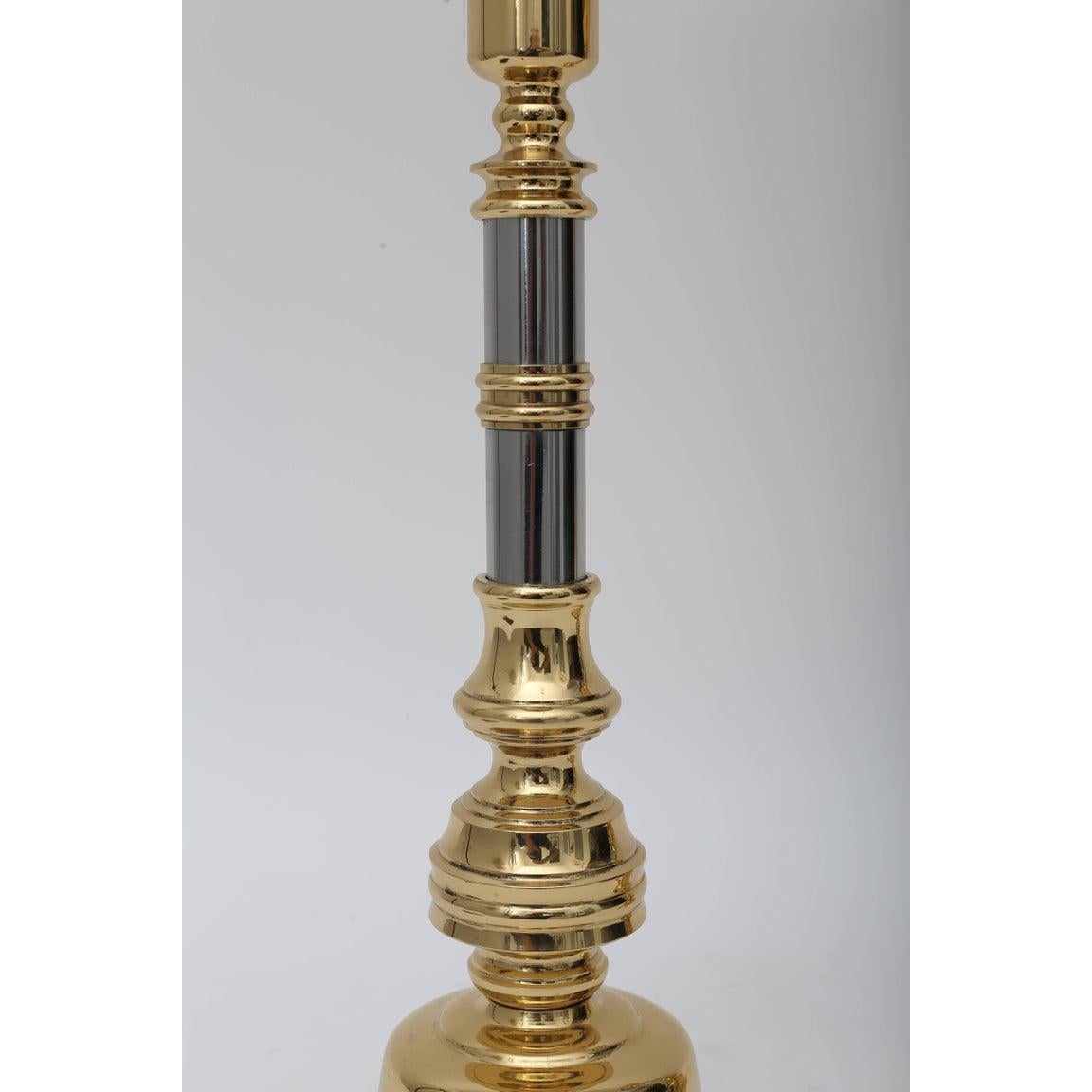 Pair of Georgian Style Candlesticks in Brass and Chrome For Sale 1