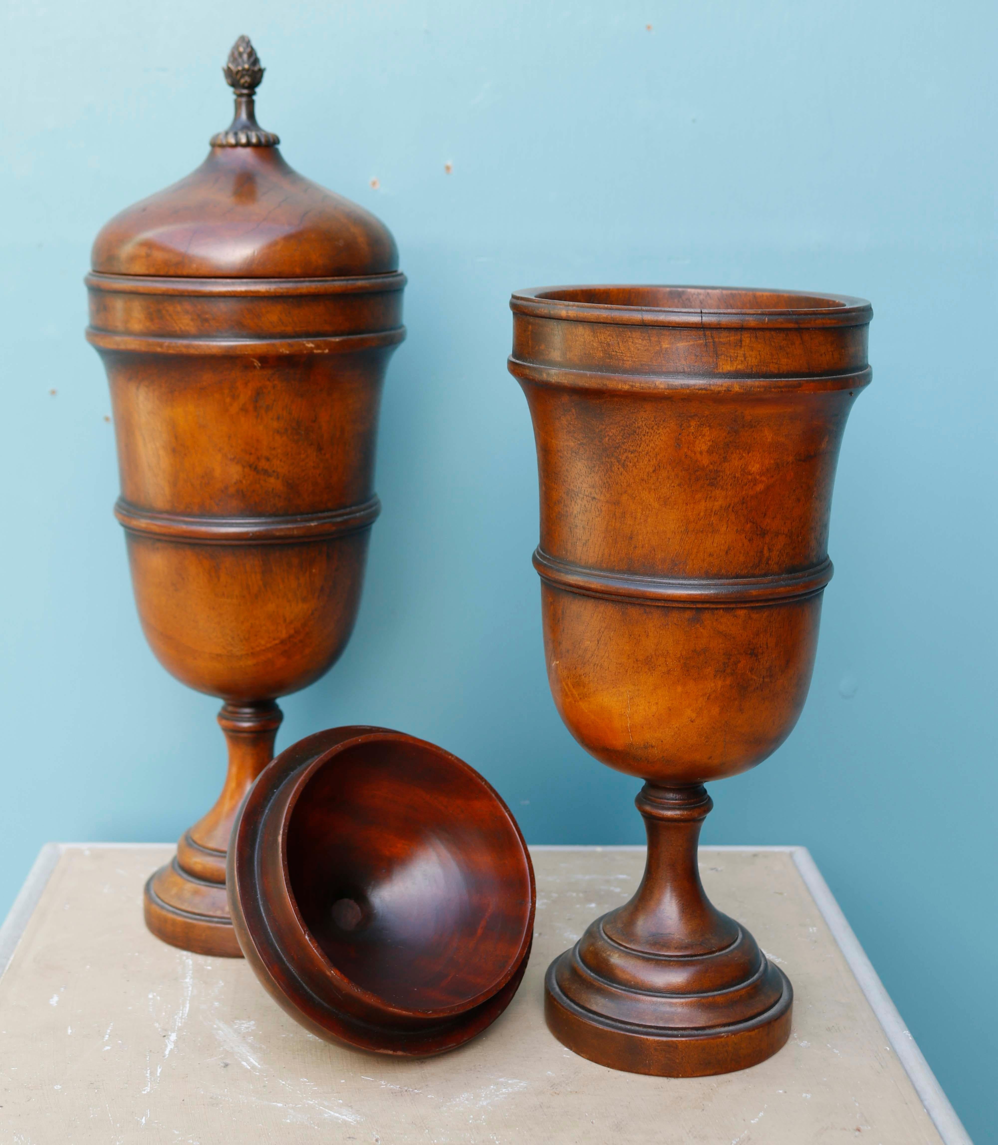 20th Century Pair of Georgian Style Decorative Wooden Urns