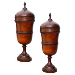 Pair of Georgian Style Decorative Wooden Urns