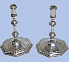 Pair of Georgian Style English Silver Tapersticks