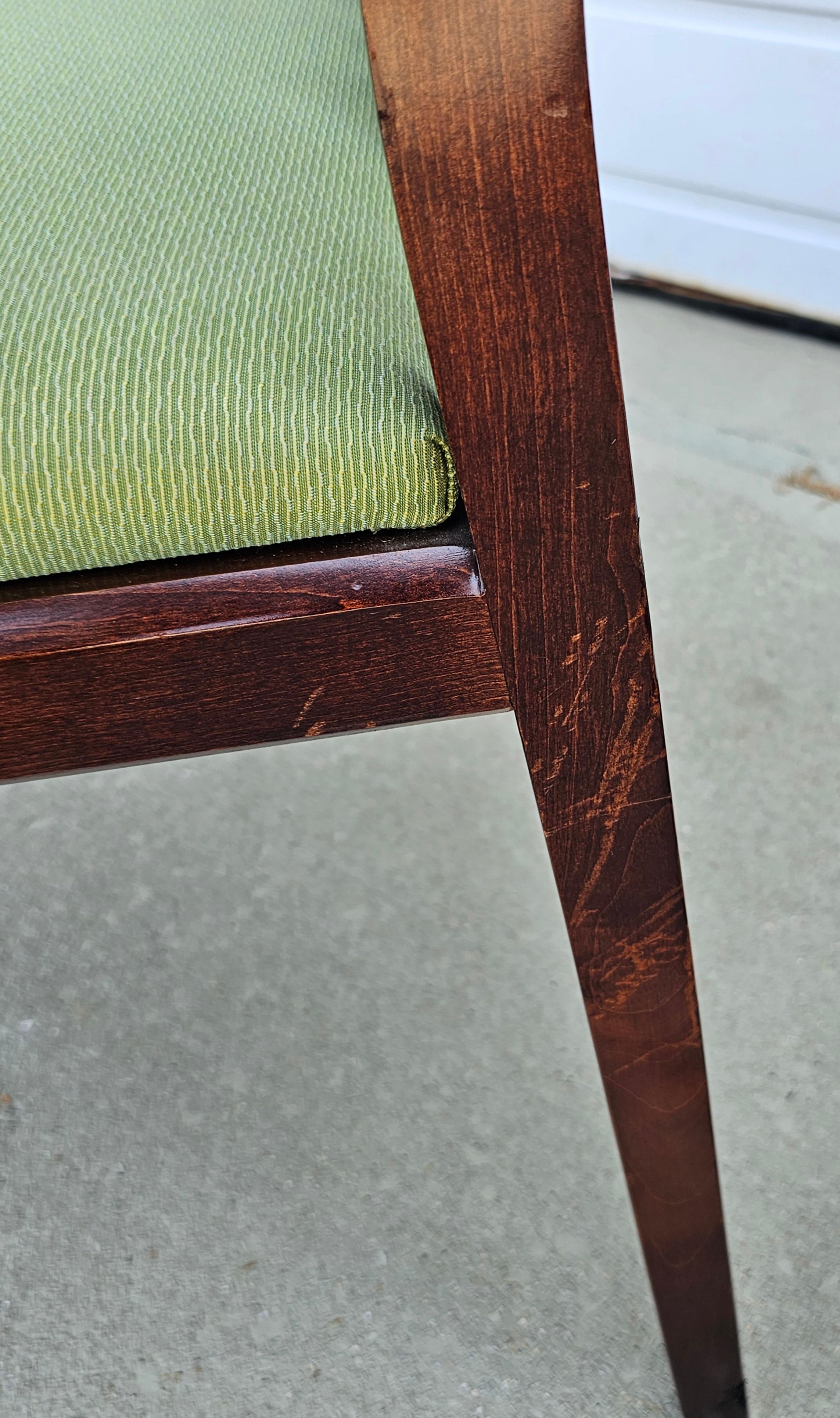 Pair of Georgian Style Fruitwood and Green Upholstered Open Armchairs For Sale 2