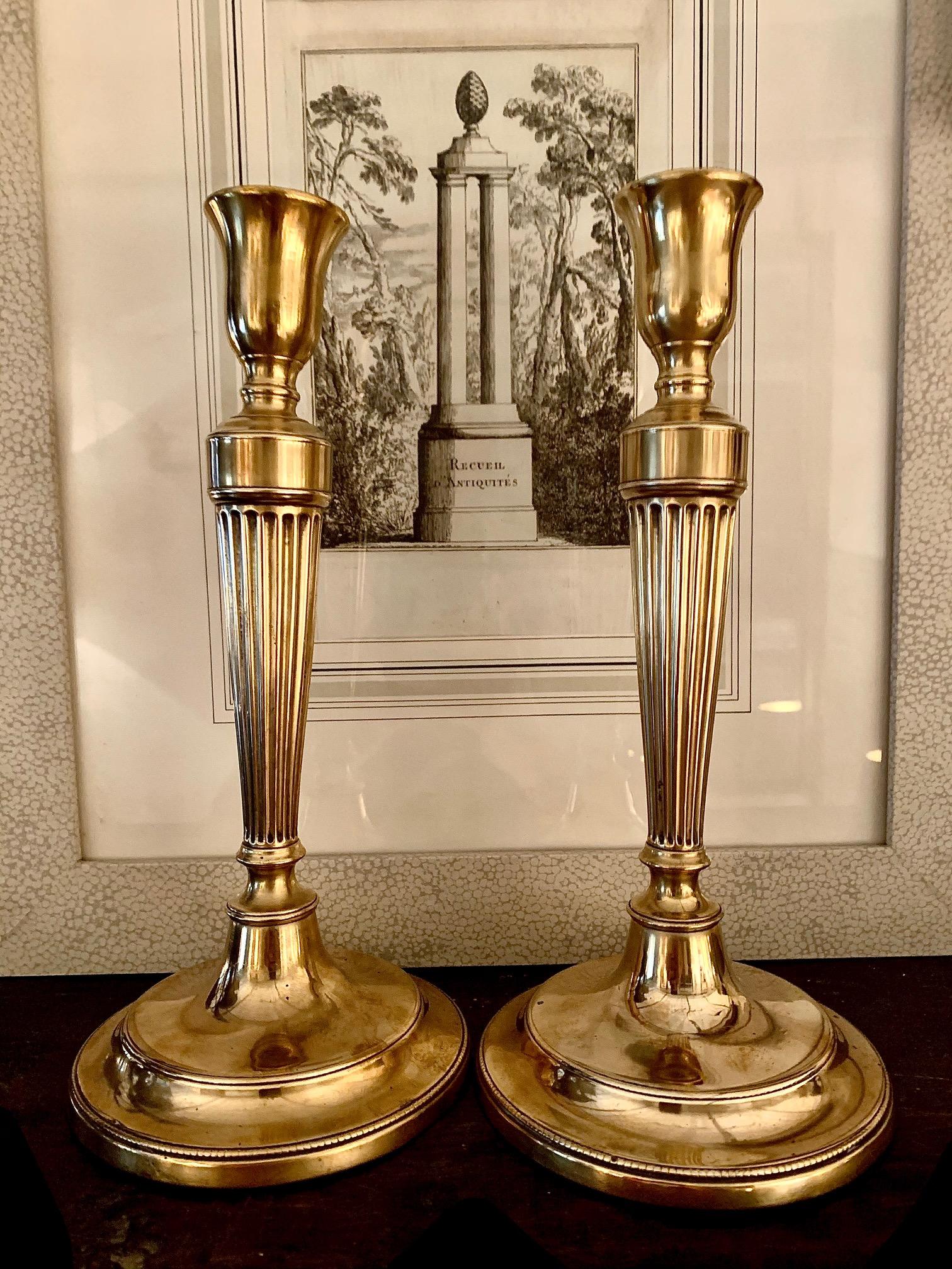 Pair of Georgian Style Gilt Bronze Candlesticks 4
