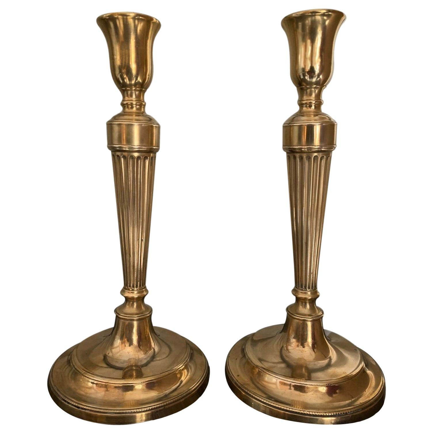 Pair of Georgian Style Gilt Bronze Candlesticks