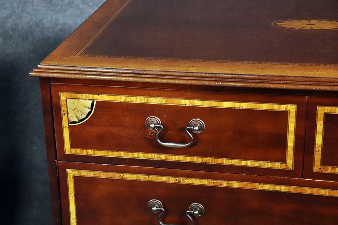 Pair of Georgian Style Inlaid Mahogany Commodes Dressers 1