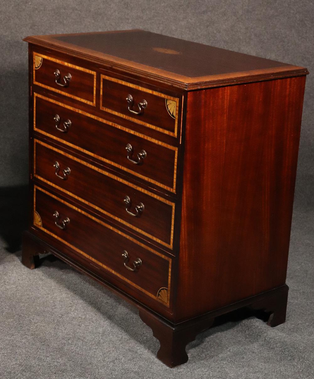 Pair of Georgian Style Inlaid Mahogany Commodes Dressers 4