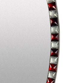 Pair of Georgian Style Irish Mirrors in Ruby Glass and Rock Crystal