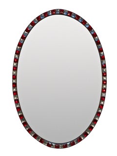 Pair of Georgian Style Irish Mirrors in Ruby Glass and Rock Crystal