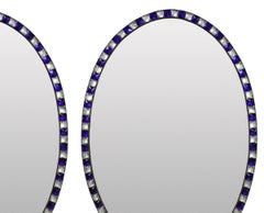 Pair of Georgian Style Irish Mirrors with Blue Glass & Rock Crystal Borders