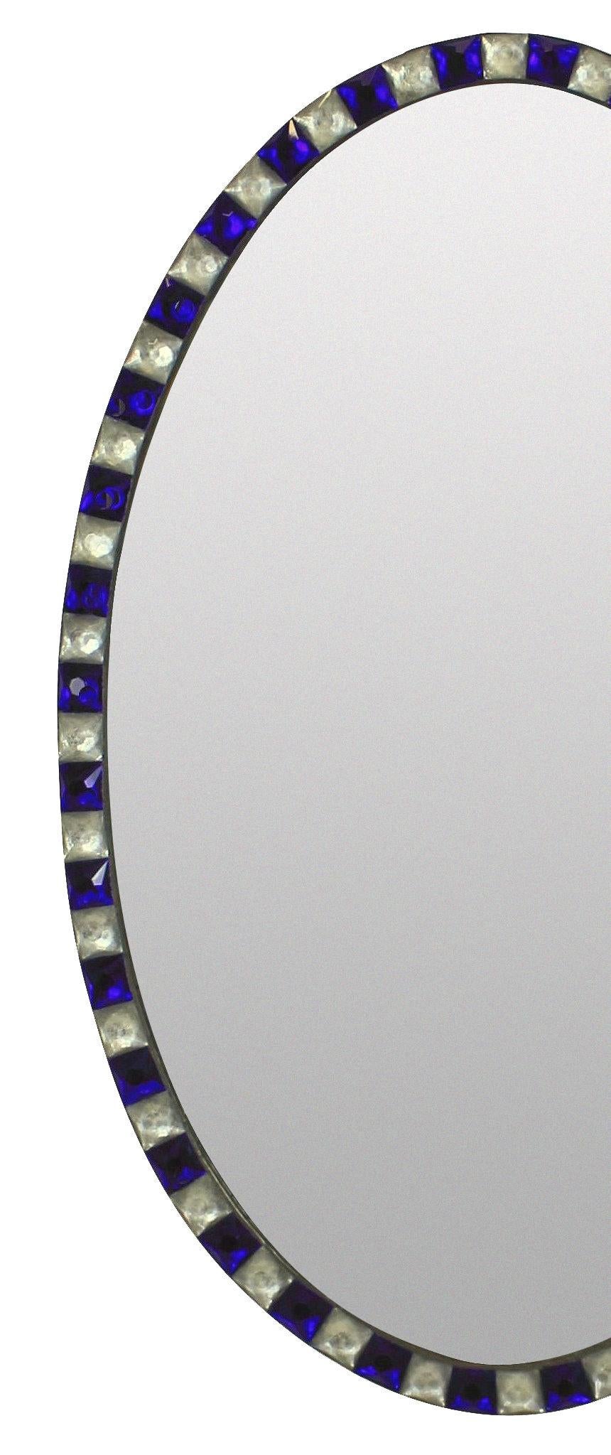 Pair of Georgian Style Irish Mirrors with Blue Studded Borders In Good Condition In Kent, Dover
