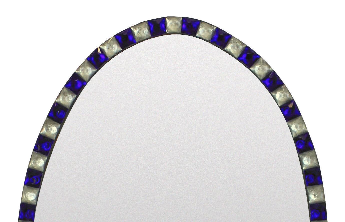Pair of Georgian Style Irish Mirrors with Blue Studded Borders 1