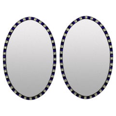 Paar irische Spiegel im georgianischen Stil mit blauen Nieten an den Rändern