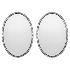 Pair Of Georgian Style Irish Mirrors With Cut Faceted Crystal Borders