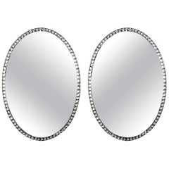 Pair of Georgian Style Irish Mirrors with Rock Crystal Faceted Borders