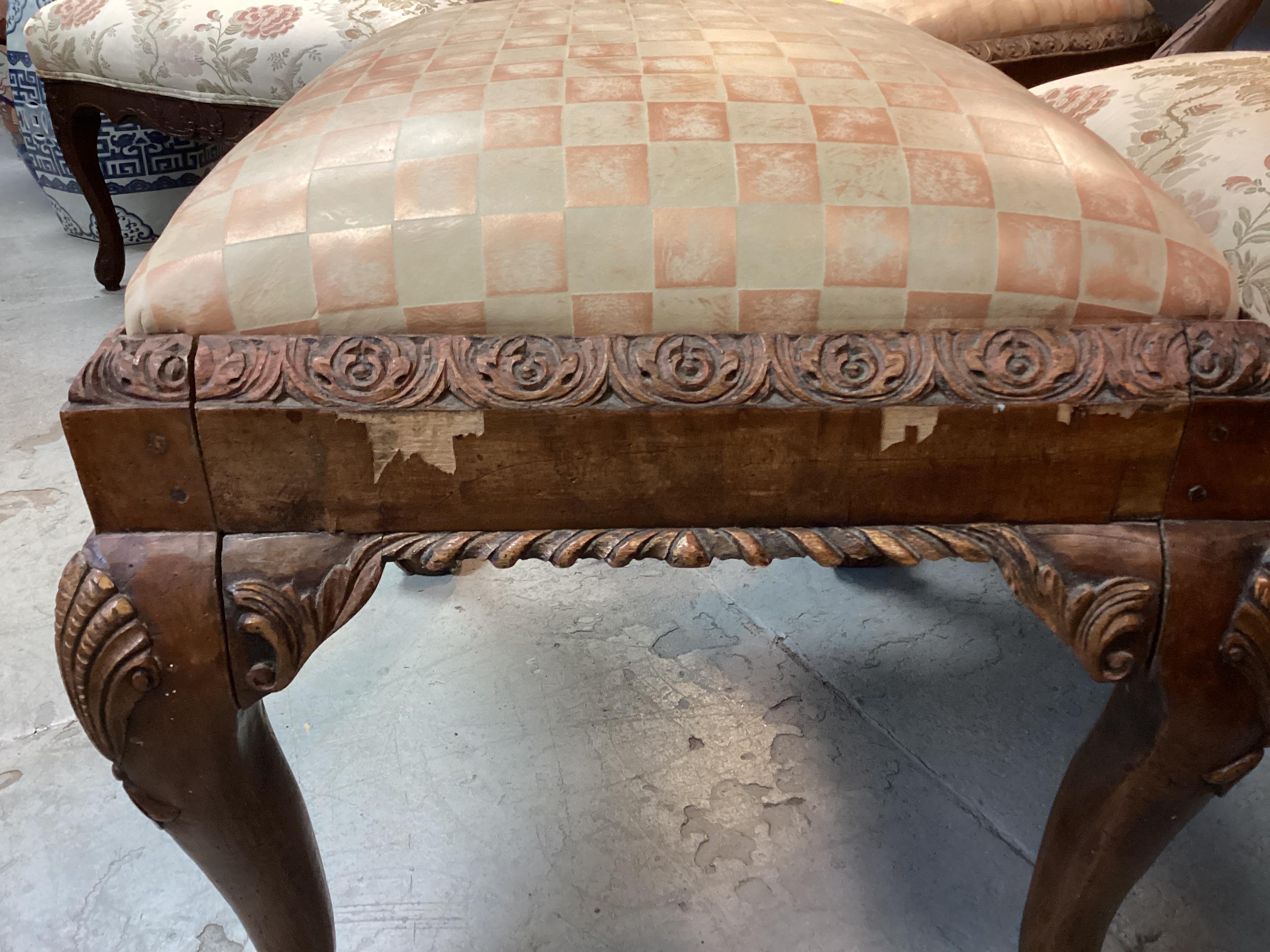 Pair Of Georgian Style Leather Benches for Restoration For Sale 14