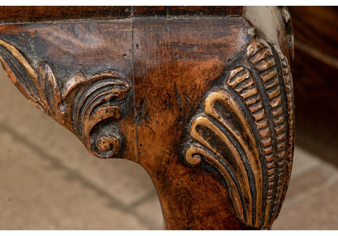Carved Pair Of Georgian Style Leather Benches for Restoration For Sale