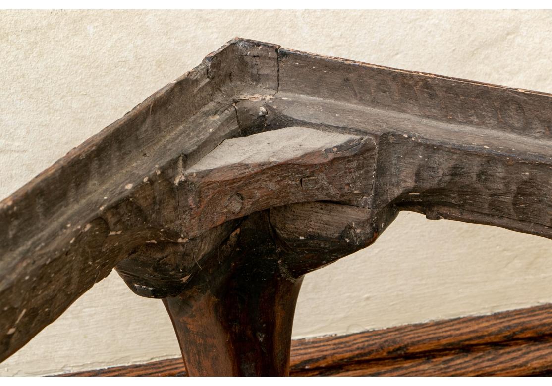 Pair Of Georgian Style Leather Benches for Restoration In Distressed Condition For Sale In Bridgeport, CT