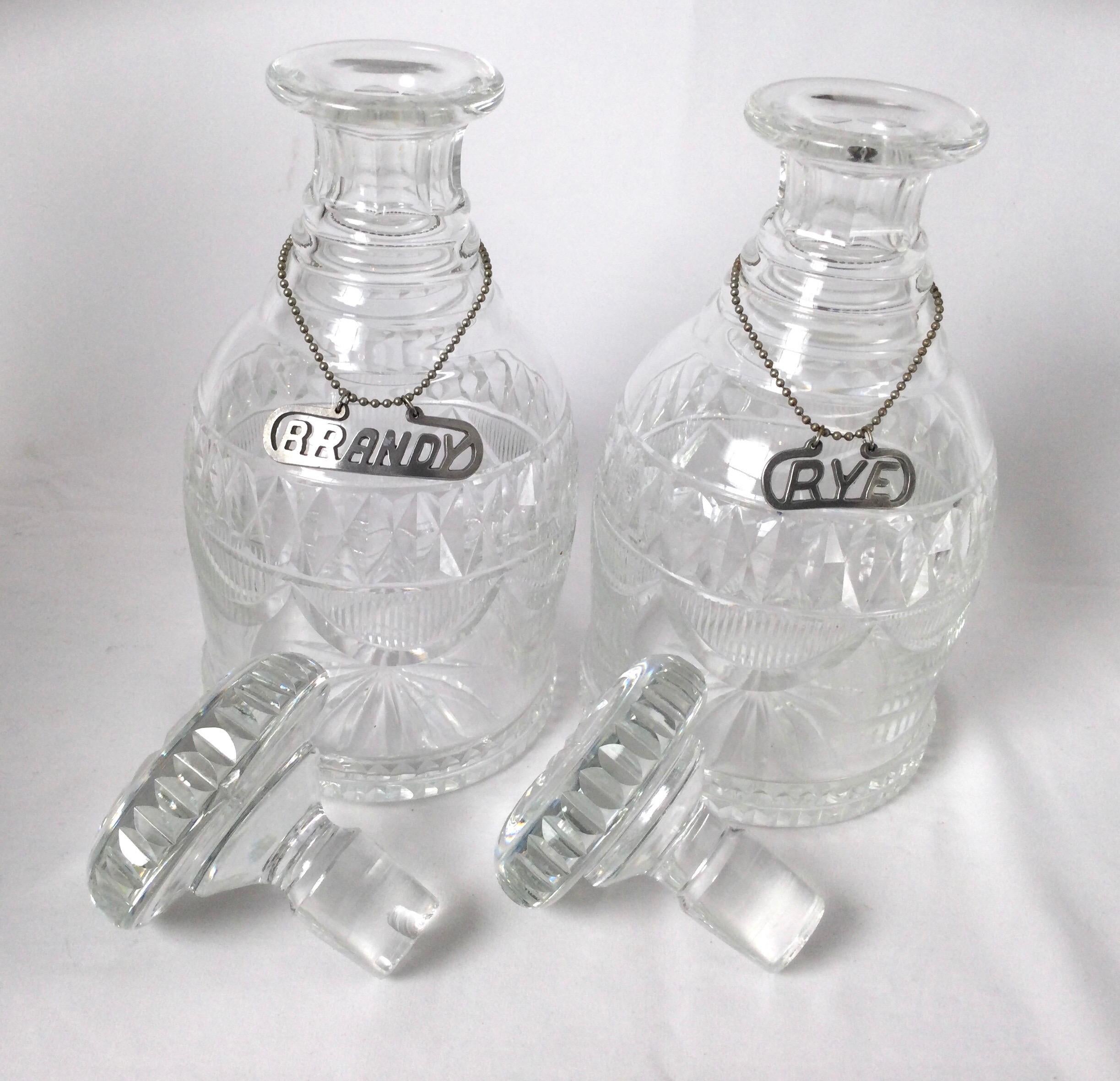English Pair of Georgian Style Liquor Decanters For Sale