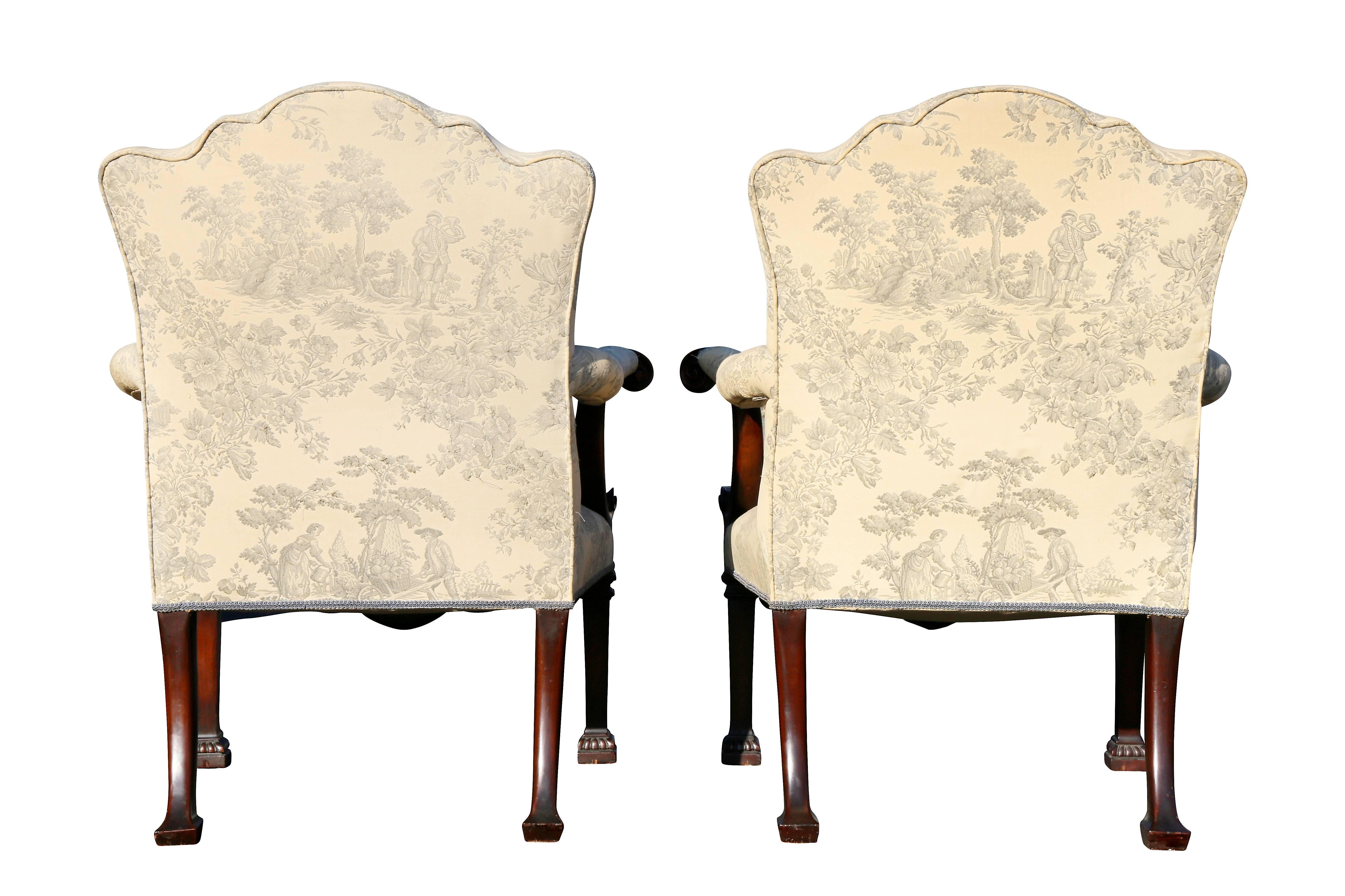 Pair of Georgian Style Mahogany Armchairs 7