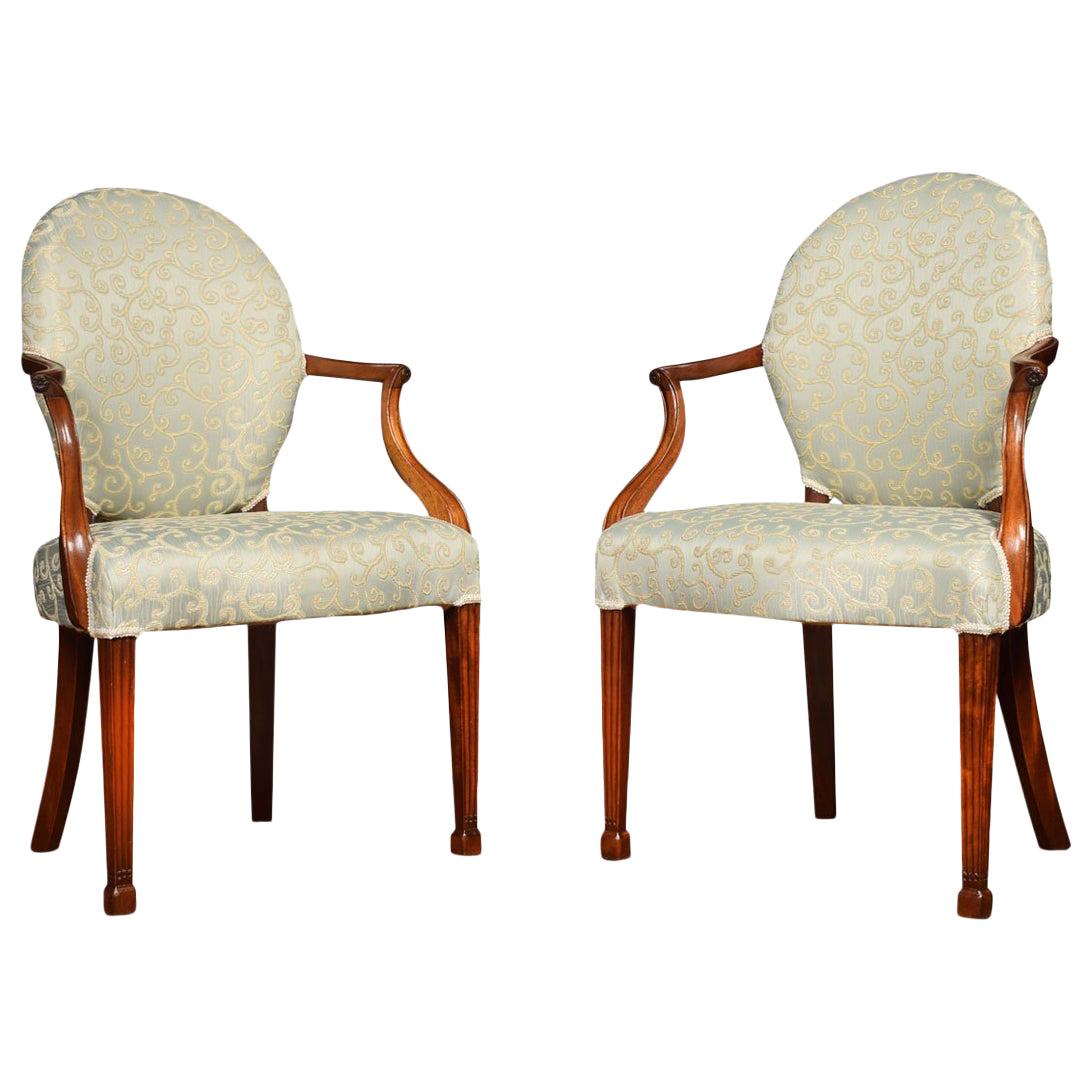 Pair of Georgian Style Mahogany Armchairs For Sale