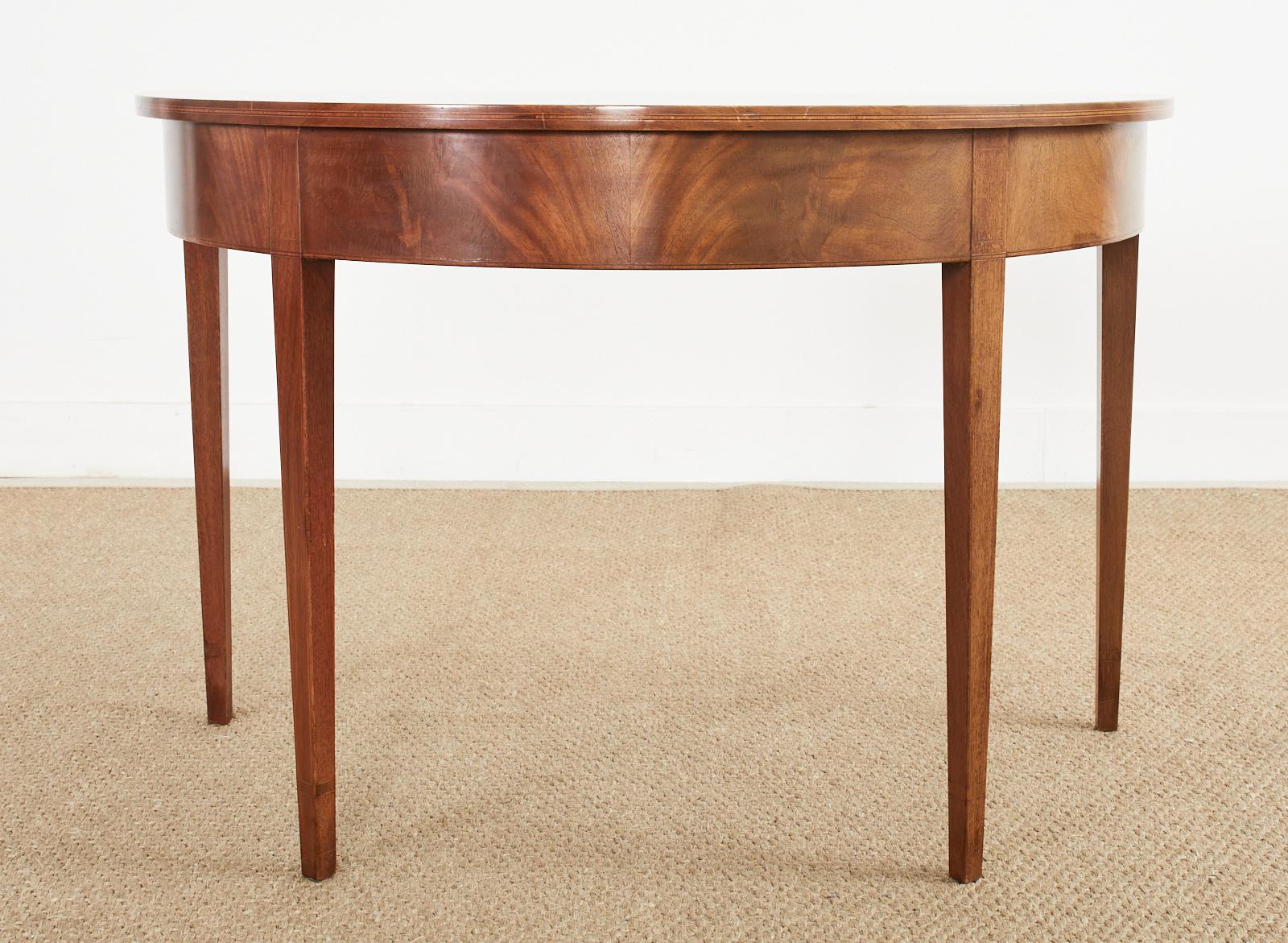 Pair of Georgian Style Mahogany Demilune Console Tables  10