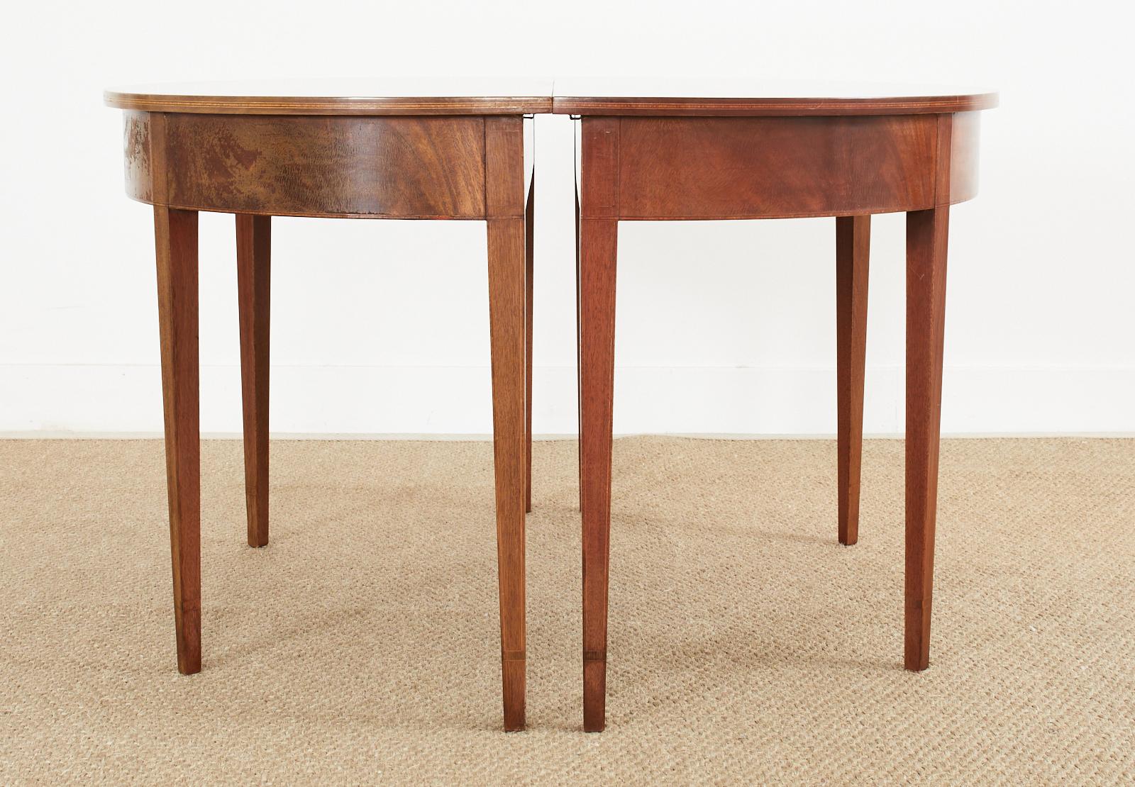 Pair of Georgian Style Mahogany Demilune Console Tables  1