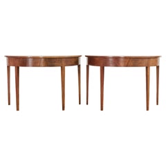 Pair of Georgian Style Mahogany Demilune Console Tables