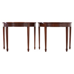 Pair of Georgian Style Mahogany Demilune Console Tables