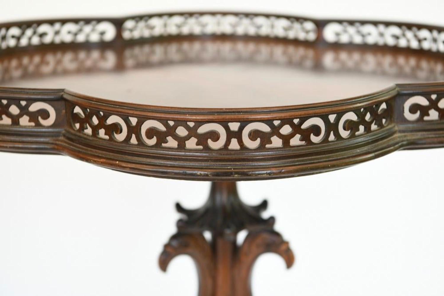 American Pair of Georgian Style Mahogany Galleried Side Tables