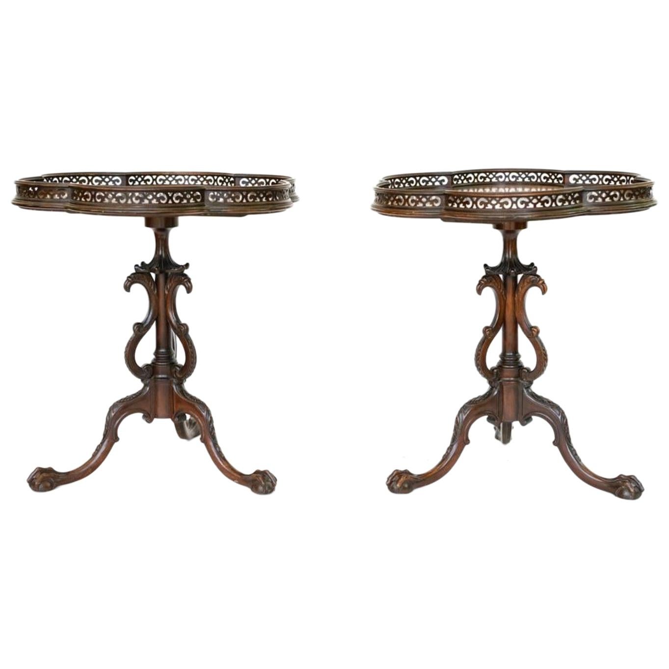Pair of Georgian Style Mahogany Galleried Side Tables