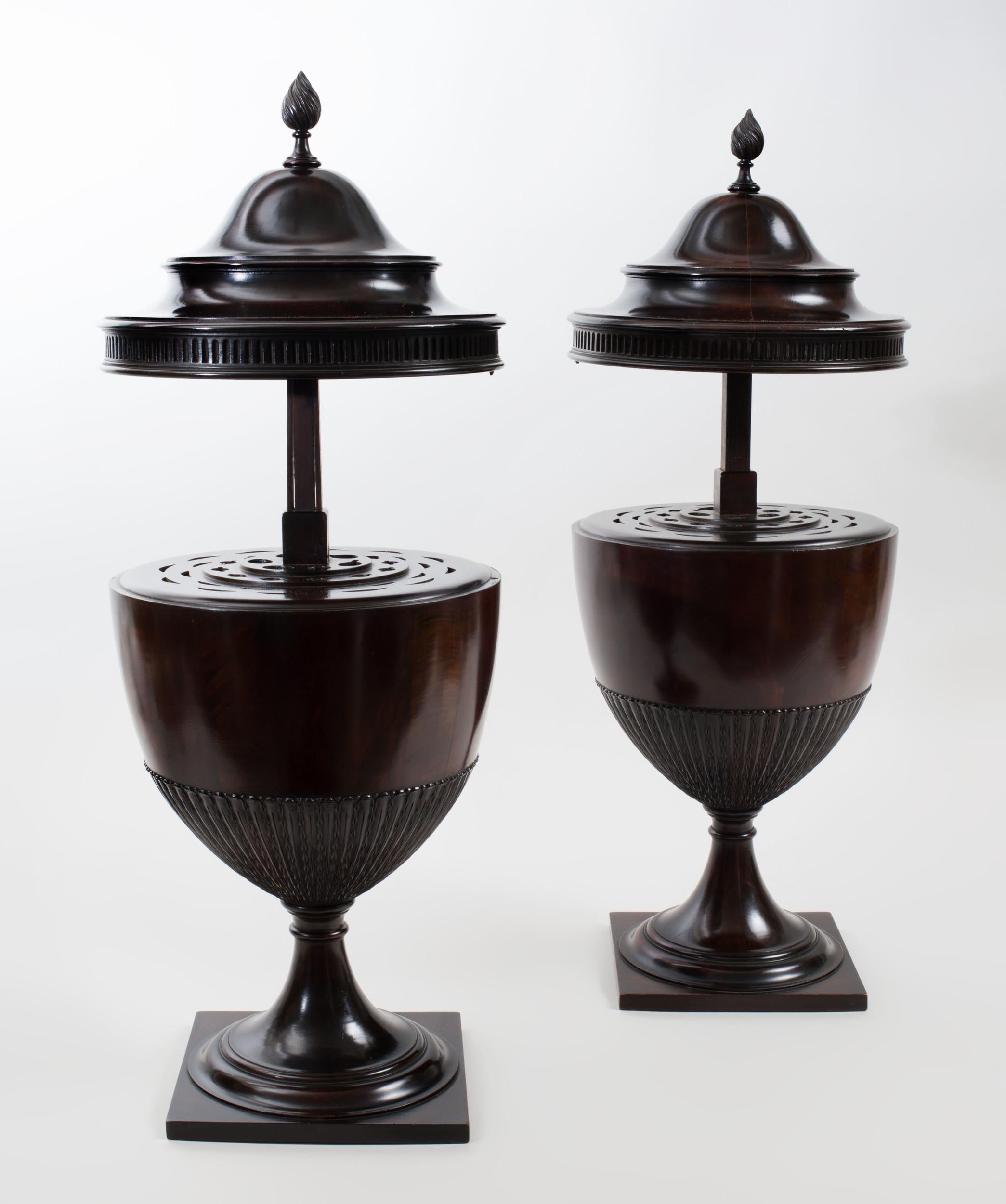 Pair of George III style mahogany knife boxes, 20th century.