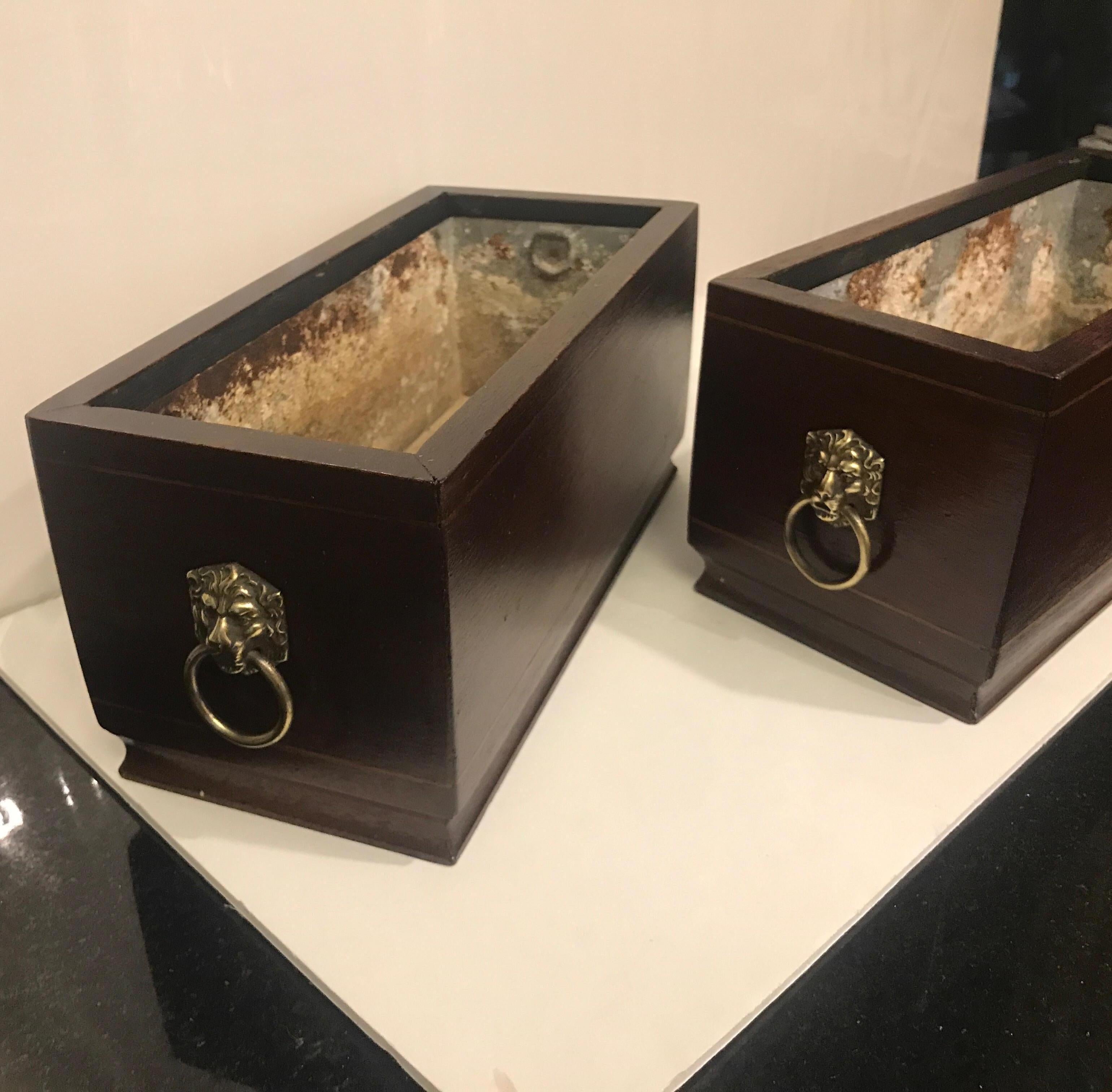 Pair of Georgian Style Mahogany Lined Box Planters 4