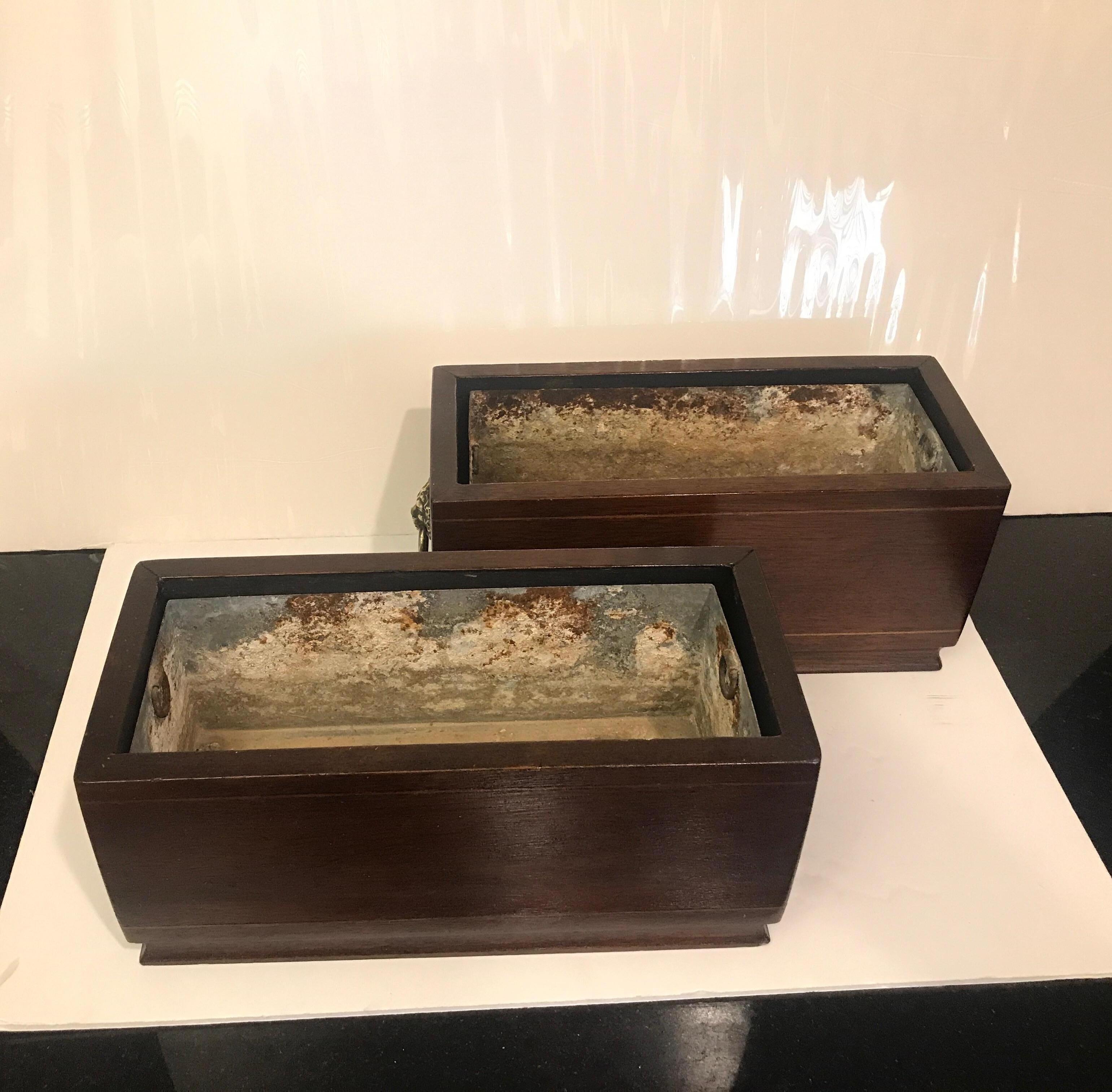 American Pair of Georgian Style Mahogany Lined Box Planters