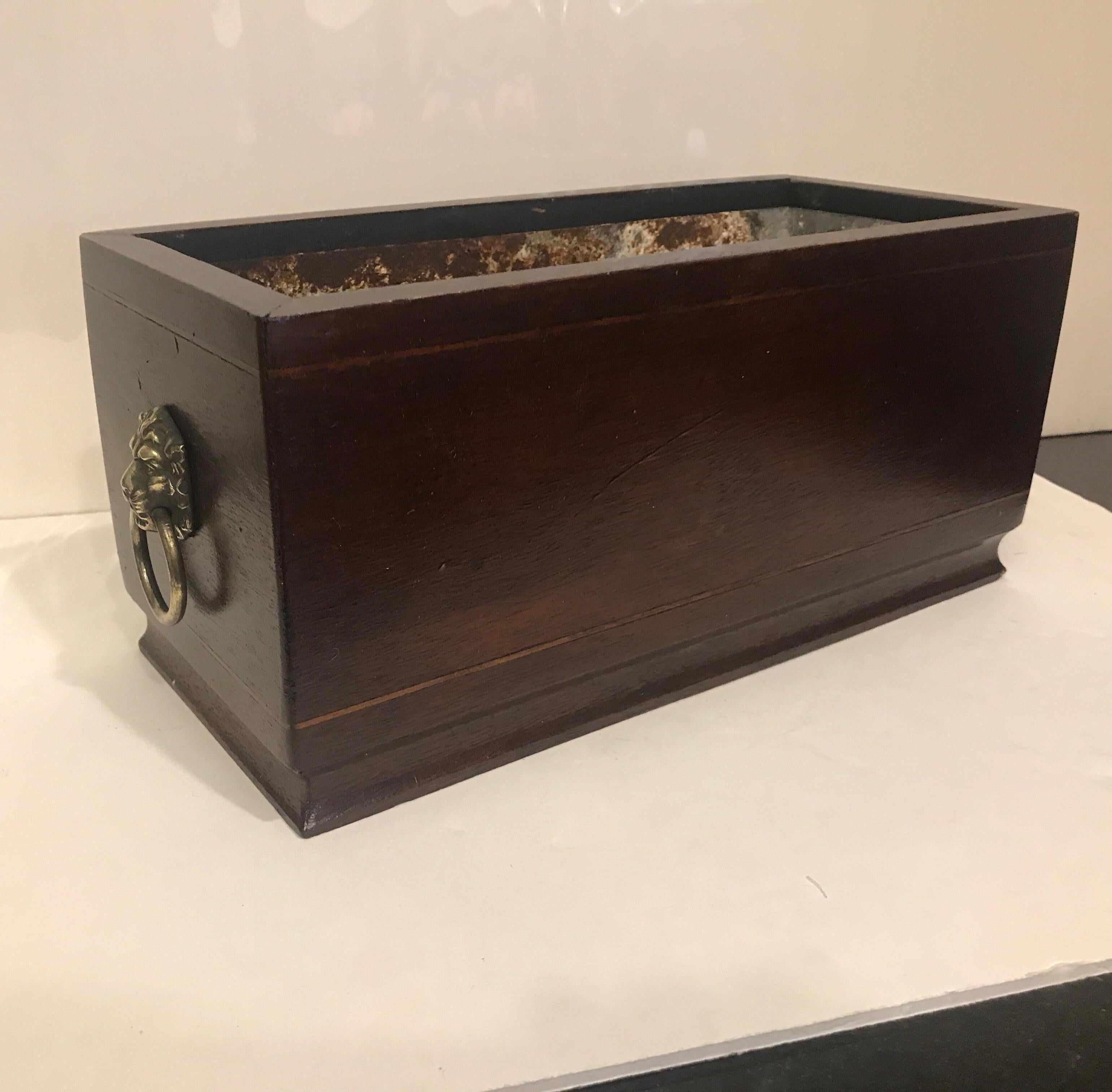 Early 20th Century Pair of Georgian Style Mahogany Lined Box Planters