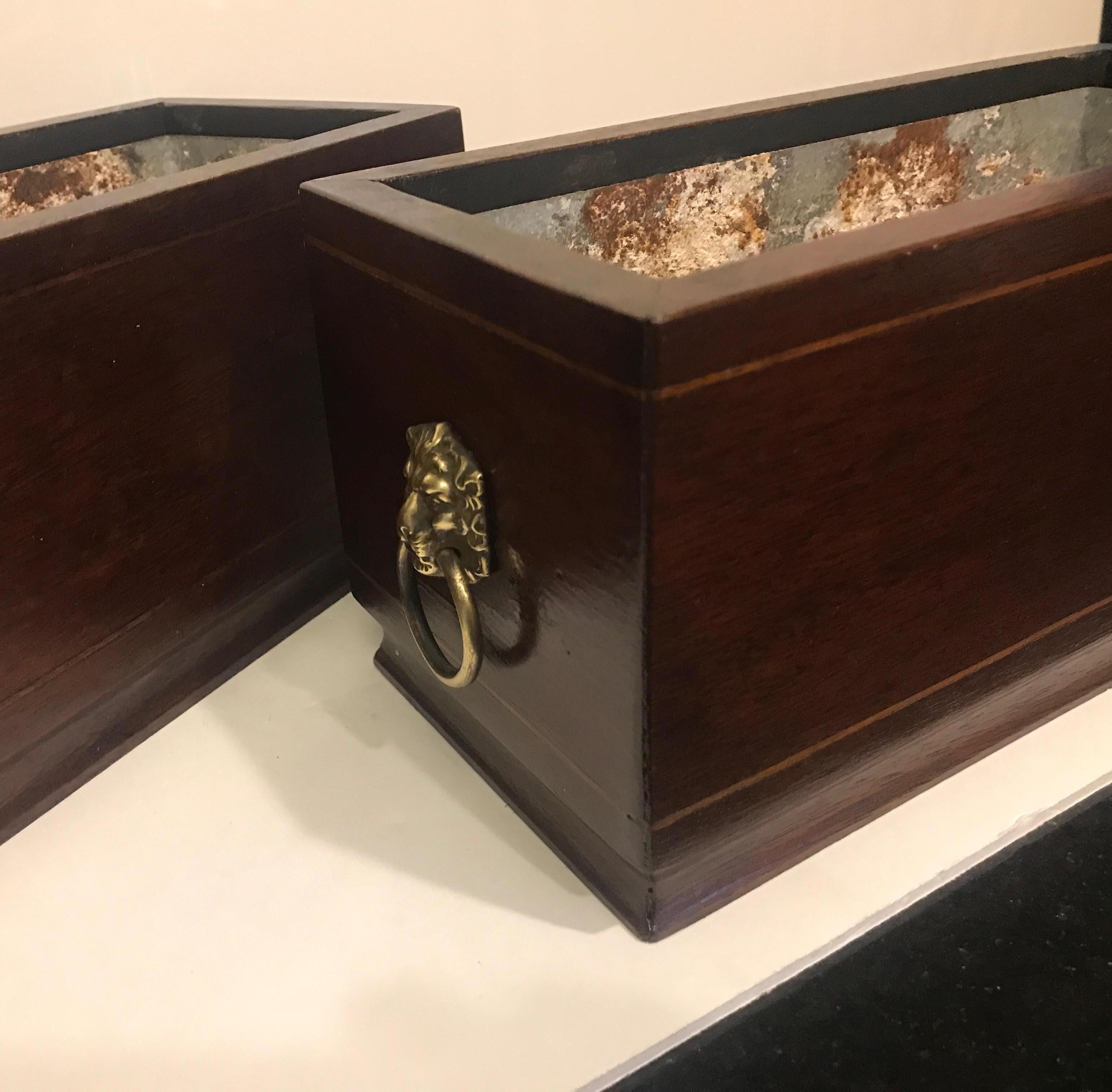 Pair of Georgian Style Mahogany Lined Box Planters 3
