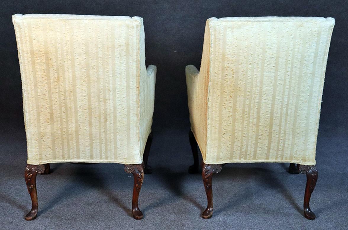 Pair of English Georgian Style Mahogany Lounge Club Fireside Chairs 1