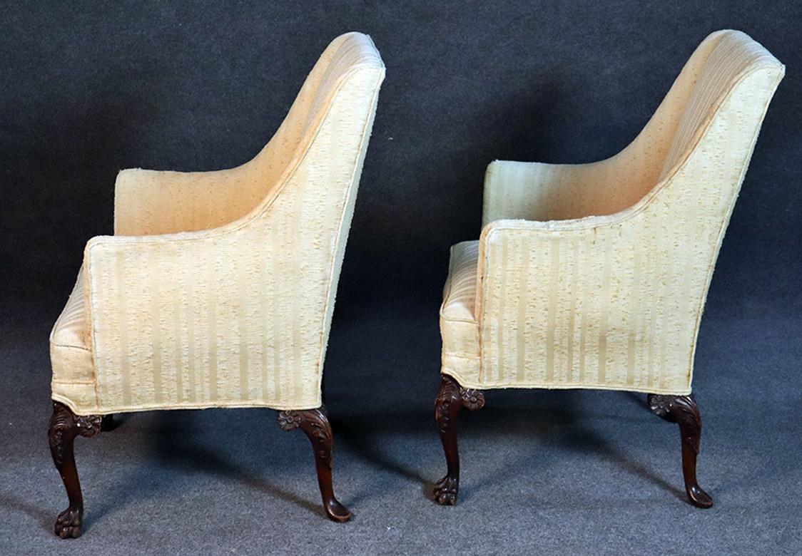 Pair of English Georgian Style Mahogany Lounge Club Fireside Chairs 2