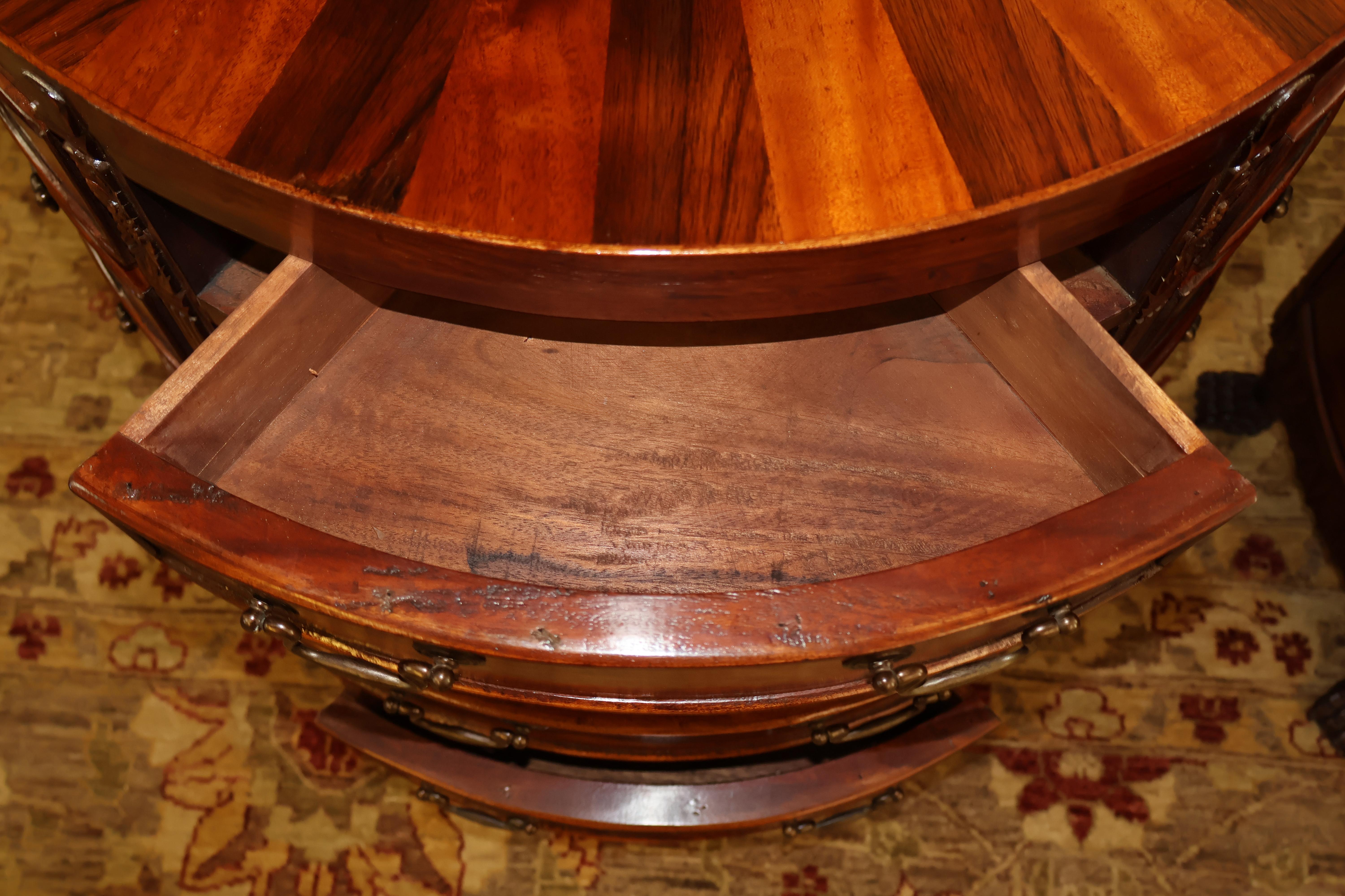 Pair of Georgian Style Mahogany Sunburst Demilune Nightstand Chest of Drawers 7