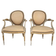 Antique Pair of Georgian Style Painted Armchairs