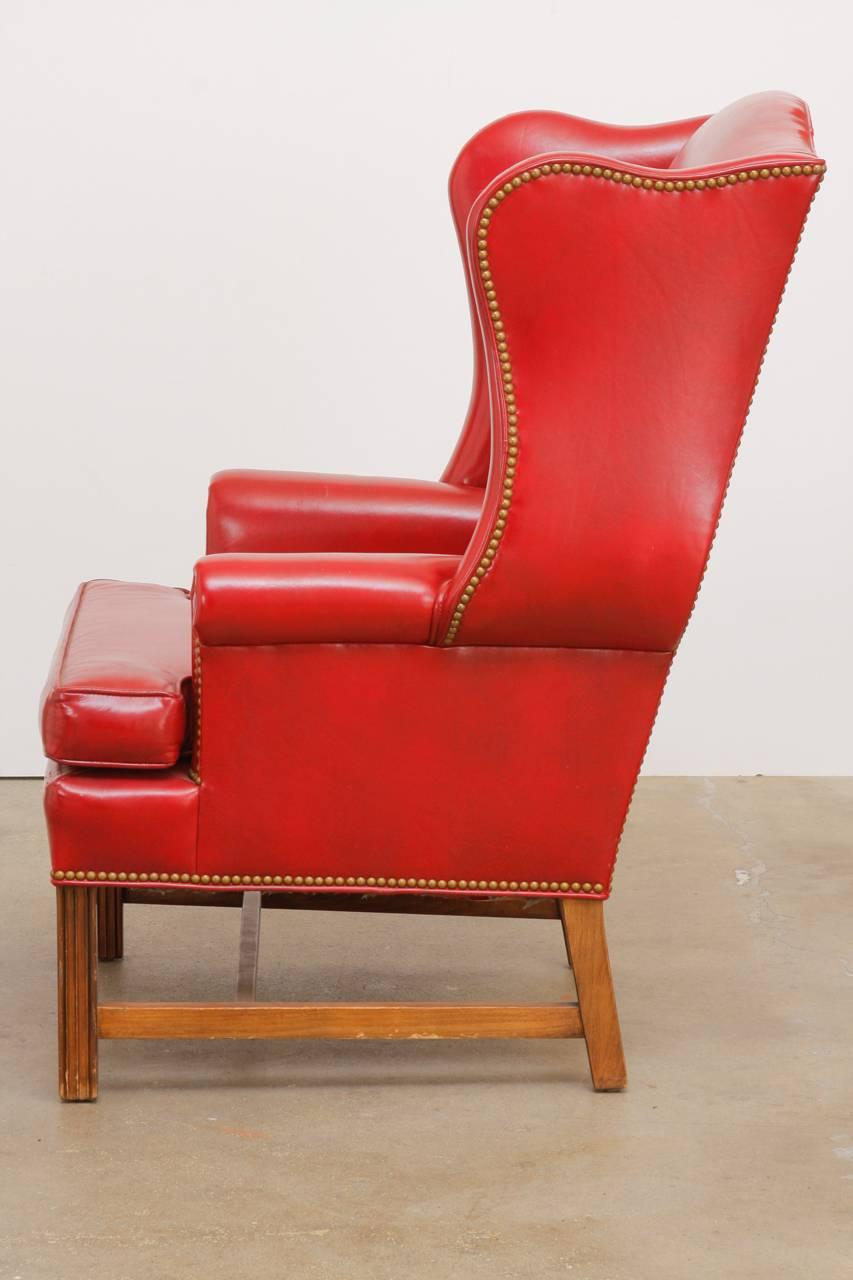 red leather wing chair